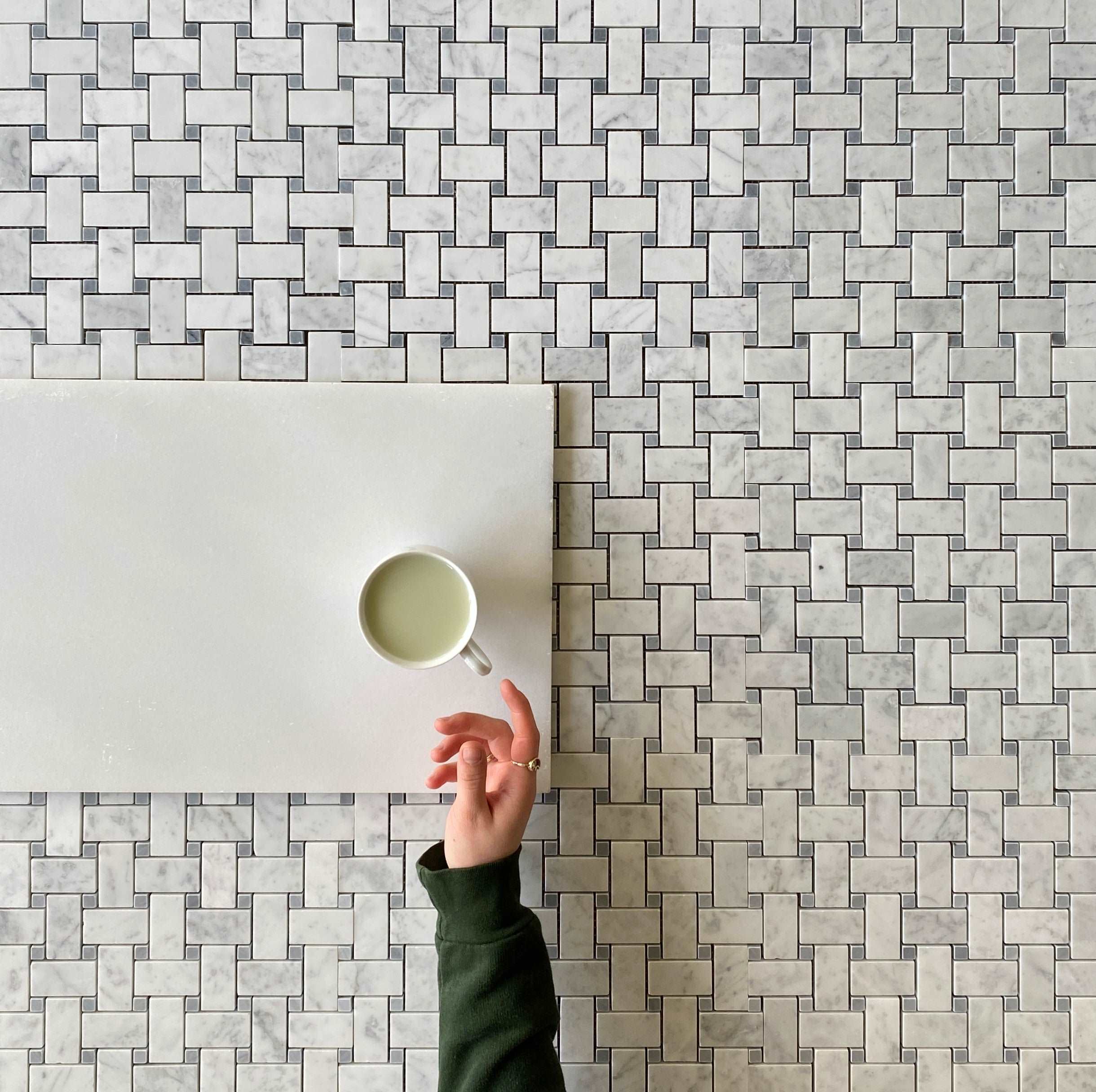 BIANCO CARRARA MARBLE MOSAIC HONED BW BARDIGLIO DOT 1